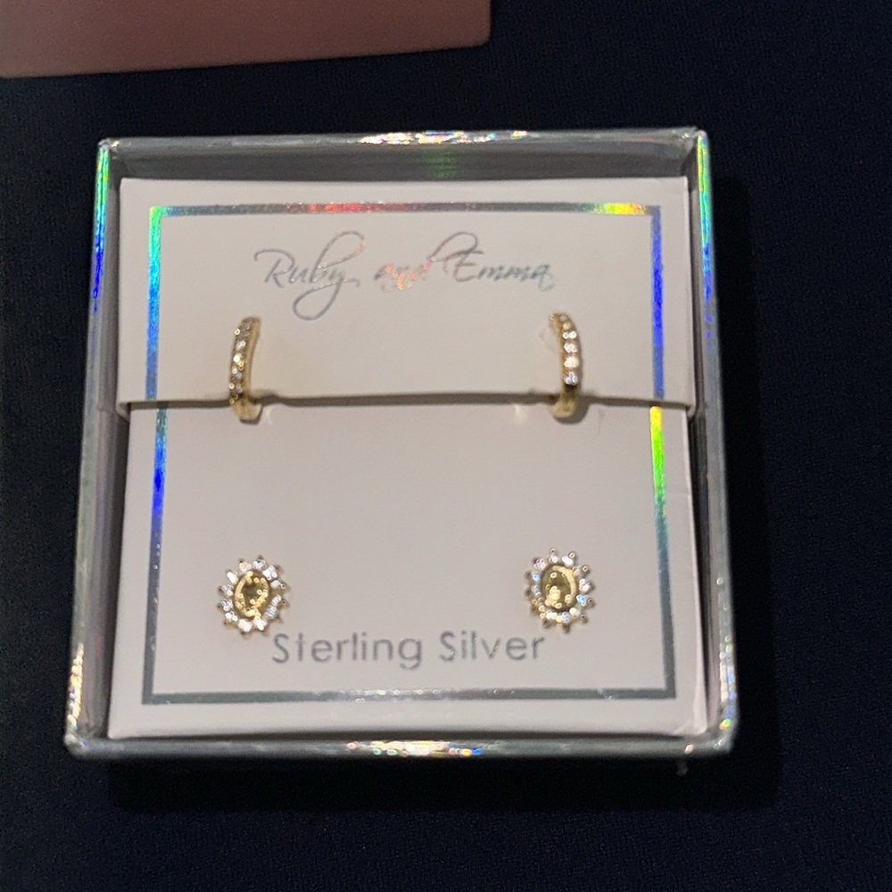 🆕 2 pairs Ruby & Emma Sterling Silver Earrings
